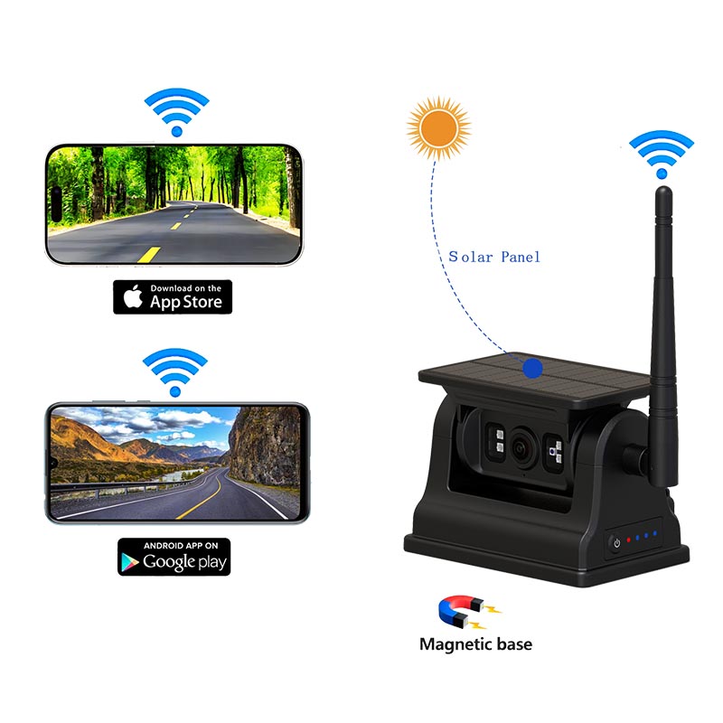 Магнитная солнечная беспроводная резервная камера Wi -Fi для iOS Android