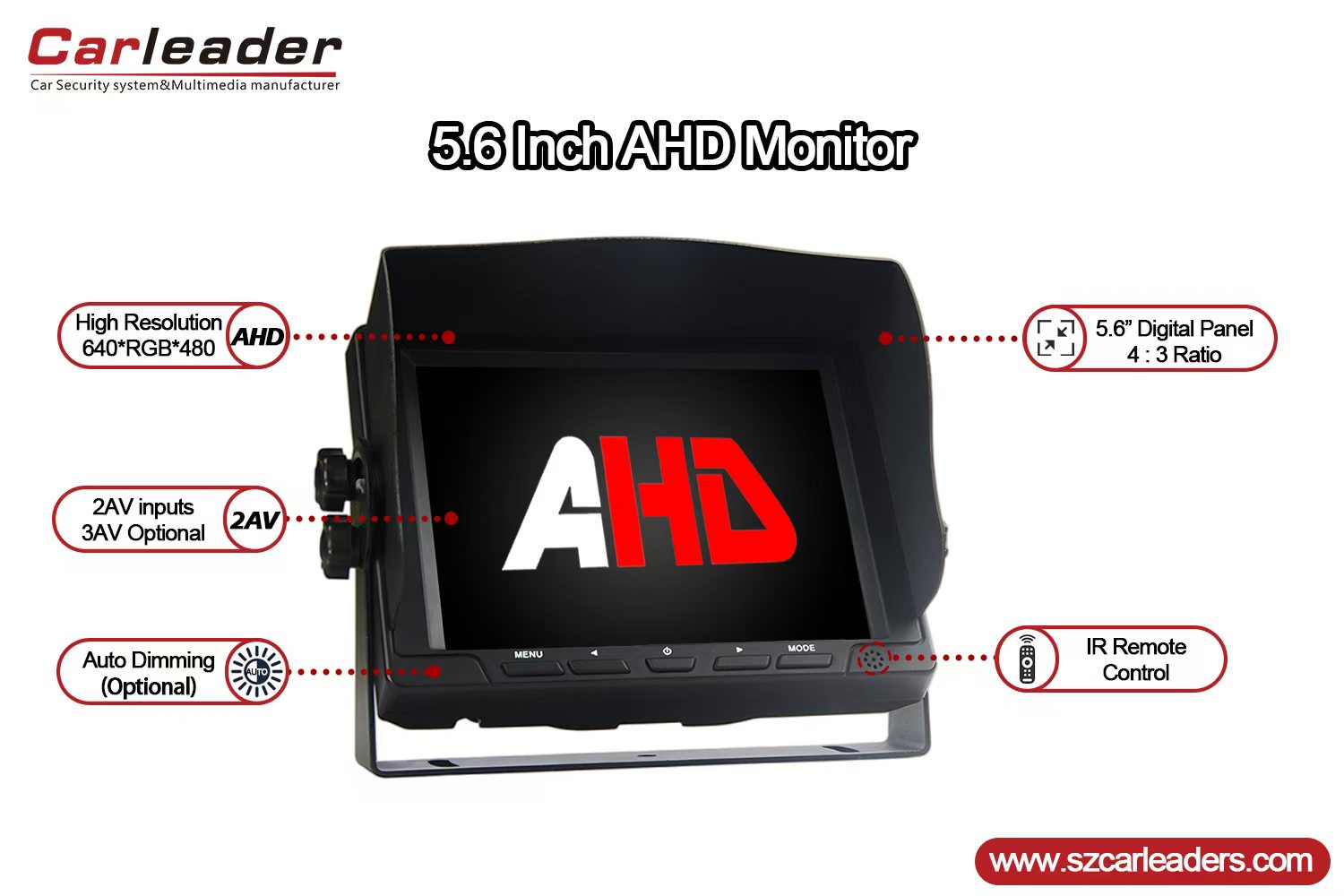 Новый 5,6 -дюймовый монитор AHD Mount Mount Mint View